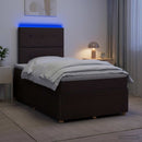 vidaXL LED Boxspring Ágy Mattal Sötét Barna 120 x 200 cm Szövet