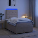 vidaXL LED Boxspring Ágy Mattal Krémszínű 120 x 190 cm Szövet