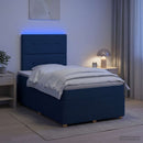 vidaXL LED Boxspring Ágy Mattal fejtámlával Kék 120 x 190 cm Szövet