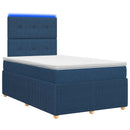 vidaXL LED Boxspring Ágy Mattal fejtámlával Kék 120 x 190 cm Szövet