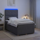 vidaXL LED Boxspring Ágy Mattal Sötétszürke 120 x 200 cm Szövet