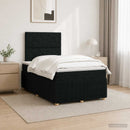 vidaXL LED Boxspring Ágy Mattal fejtámlával Fekete 120 x 190 cm Szövet