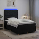 vidaXL LED Boxspring Ágy Mattal fejtámlával Fekete 120 x 190 cm Szövet
