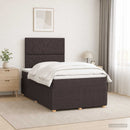 vidaXL LED Boxspring Ágy Mattal Sötét Barna 120 x 190 cm Szövet