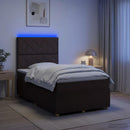 vidaXL LED Boxspring Ágy Mattal Sötét Barna 120 x 190 cm Szövet