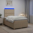vidaXL LED Boxspring Ágy Mattal Krémszínű 120 x 190 cm Szövet