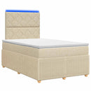 vidaXL LED Boxspring Ágy Mattal Krémszínű 120 x 190 cm Szövet