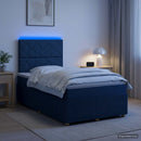 vidaXL LED Boxspring Ágy Mattal fejtámlával Kék 120 x 190 cm Szövet
