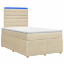 vidaXL LED Boxspring Ágy Mattal Krémszínű 120 x 200 cm Szövet