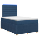 vidaXL LED Boxspring Ágy Mattal fejtámlával Kék 120 x 200 cm Szövet