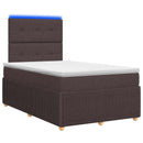 vidaXL LED Boxspring Ágy Mattal Sötét Barna 120 x 200 cm Szövet