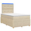 vidaXL LED Boxspring Ágy Mattal Krémszínű 120 x 200 cm Szövet