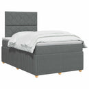 vidaXL LED Boxspring Ágy Mattal Sötétszürke 120 x 200 cm Szövet