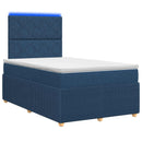 vidaXL LED Boxspring Ágy Mattal fejtámlával Kék 120 x 200 cm Szövet