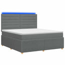 vidaXL LED Boxspring Ágy Mattal Sötétszürke 140 x 190 cm Szövet
