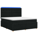 vidaXL LED Boxspring Ágy Mattal fejtámlával Fekete 140 x 190 cm Szövet