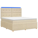 vidaXL LED Boxspring Ágy Mattal Krémszínű 140 x 190 cm Szövet
