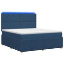 vidaXL LED Boxspring Ágy Mattal fejtámlával Kék 140 x 190 cm Szövet