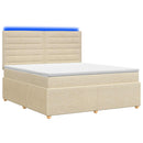vidaXL LED Boxspring Ágy Mattal Krémszínű 160 x 200 cm Szövet