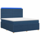 vidaXL LED Boxspring Ágy Mattal fejtámlával Kék 160 x 200 cm Szövet