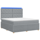 vidaXL LED Boxspring Ágy Mattal Világosszürke 160 x 200 cm Szövet