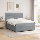 vidaXL LED Boxspring Ágy Mattal Világosszürke 140 x 200 cm Szövet