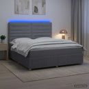 vidaXL LED Boxspring Ágy Mattal Világosszürke 180 x 200 cm Szövet