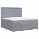 vidaXL LED Boxspring Ágy Mattal Világosszürke 180 x 200 cm Szövet