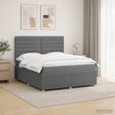 vidaXL LED Boxspring Ágy Mattal Sötétszürke 140 x 200 cm Szövet
