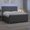 vidaXL LED Boxspring Ágy Mattal Sötétszürke 140 x 190 cm Szövet
