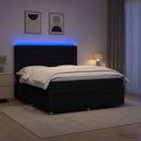 vidaXL LED Boxspring Ágy Mattal fejtámlával Fekete 180 x 200 cm Szövet
