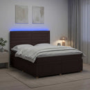vidaXL LED Boxspring Ágy Mattal Sötét Barna 180 x 200 cm Szövet