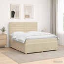 vidaXL LED Boxspring Ágy Mattal Krémszínű 160 x 200 cm Szövet