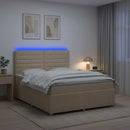 vidaXL LED Boxspring Ágy Mattal Krémszínű 160 x 200 cm Szövet