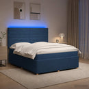 vidaXL LED Boxspring Ágy Mattal fejtámlával Kék 180 x 200 cm Szövet