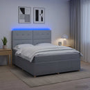 vidaXL LED Boxspring Ágy Mattal Világosszürke 180 x 200 cm Szövet