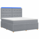 vidaXL LED Boxspring Ágy Mattal Világosszürke 180 x 200 cm Szövet