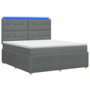 vidaXL LED Boxspring Ágy Mattal Sötétszürke 180 x 200 cm Szövet