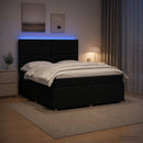 vidaXL LED Boxspring Ágy Mattal fejtámlával Fekete 180 x 200 cm Szövet