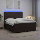 vidaXL LED Boxspring Ágy Mattal Sötét Barna 140 x 190 cm Szövet