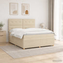 vidaXL LED Boxspring Ágy Mattal Krémszínű 180 x 200 cm Szövet