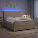 vidaXL LED Boxspring Ágy Mattal Krémszínű 140 x 200 cm Szövet
