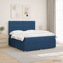 vidaXL LED Boxspring Ágy Mattal fejtámlával Kék 160 x 200 cm Szövet