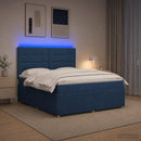 vidaXL LED Boxspring Ágy Mattal fejtámlával Kék 160 x 200 cm Szövet