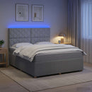 vidaXL LED Boxspring Ágy Mattal Világosszürke 140 x 200 cm Szövet