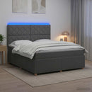 vidaXL LED Boxspring Ágy Mattal Sötétszürke 180 x 200 cm Szövet