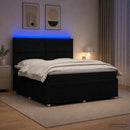 vidaXL LED Boxspring Ágy Mattal fejtámlával Fekete 180 x 200 cm Szövet