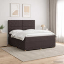 vidaXL LED Boxspring Ágy Mattal Sötét Barna 140 x 190 cm Szövet