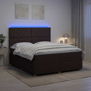 vidaXL LED Boxspring Ágy Mattal Sötét Barna 180 x 200 cm Szövet
