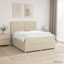 vidaXL LED Boxspring Ágy Mattal Krémszínű 180 x 200 cm Szövet
